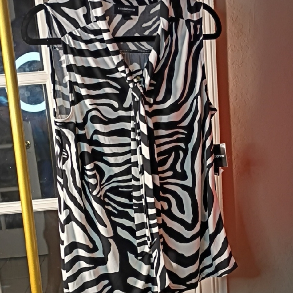 Liz Claiborne Zebra Print Sleeveless Blouse